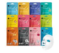 celavi Face Mask Set Korean Beauty Essence Facial Paper Sheet Mask Korea Skin Care Moisturising 12 Flavors K-Beauty Skincare 12 Masks in a Pack Made in Korea
