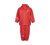 Celavi Kids 100% Waterproof Rain Gear Boys Girls Rain Suit - PU Rain Jacket & Pants Set, Windproof, Reflective Stripes, Outdoor Play Rainwear, Baked Apple, 150