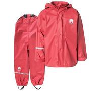 Celavi Unisex Basic Rainwear Set-Solid PU Rain Jacket, red, 150 cm