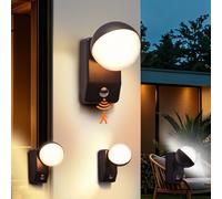 CELAVY Adjustable Outside Lights with Motion Sensor, Black PIR Outdoor Wall Lights Mains Powered, IP65 Front Door Porch Coach Light, LED External Modern Exterior Lighting for House, 3000K/4000K/6500K
