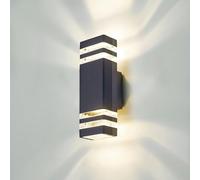 CELAVY Outdoor Wall Lights Mains Powered, 4000K Outside Up Down Lights, IP65 Waterproof Front Door Porch Light, LED Modern Square Exterior Lighting GU10 External Sconce Lamp for House, Anthracite Grey
