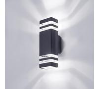 CELAVY Outdoor Wall Lights Mains Powered, 6000K Outside Up Down Lights, IP65 Waterproof Front Door Porch Light, LED Modern Square Exterior Lighting GU10 External Sconce Lamp for House, Anthracite Grey