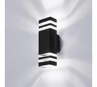CELAVY Outdoor Wall Lights Mains Powered, 6000K Outside Up Down Lights, IP65 Waterproof Front Door Porch Light, LED Modern Square Exterior Lighting GU10 External Sconce Wall Mounted for House, Black