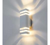 CELAVY Outdoor Wall Lights Mains Powered Outside Up Down Lights, IP65 LED Porch Front Door Light, Waterproof Square Exterior GU10 Modern Lighting External Sconce Wall Mounted for House, Light Grey