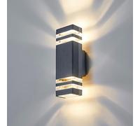 CELAVY Outdoor Wall Lights Mains Powered Outside Up Down Lights, IP65 Waterproof LED Porch Front Door Light, Square GU10 External Modern Lighting Exterior Electric Sconce Lamp for House, Grey