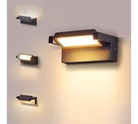 CELAVY Outside Lights Mains Powered Black - Adjustable IP65 Waterproof Outdoor Wall Light Front Door Porch Light, LED Square External Lighting Modern Exterior Lamp Electric Wall Mounted for House