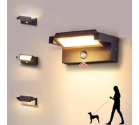 CELAVY Outside Lights with Motion Sensor Black - Adjustable PIR Outdoor Wall Light Mains Powered, IP65 Waterproof Front Door Porch Light, LED Modern External Lighting Exterior Security Lamp for House