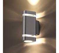 CELAVY Outside Wall Lights, Up and Down Outdoor Wall Lights Mains Powered, IP65 Waterproof Front Door Porch Light Lamp Modern 3000K Aluminium, External LED Lighting Wall Mounted for House, Grey