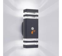 CELAVY Up Down Outside Lights with Motion Sensor, 6000K PIR Outdoor Wall Light Mains Powered, IP65 Front Door Porch Light Electric, Security External Exterior GU10 LED Lamp for House, Anthracite Grey