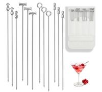 Celblisora 12PCS Metal Cocktail Picks for Drinks,Reusable Stainless Steel Martini Picks with Storage Bag,Dishwasher Toothpicks for Appetizers & Olives,Bloody Mary Bar Supplies