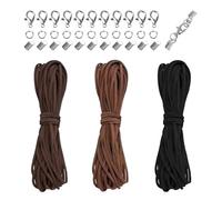 Celblisora 3-Piece Leather Cord Set for Necklaces,Crafting Straps,Leather for Necklaces,Classic Vintage Cord Thread for Bracelet Jewelry DIY Crafts