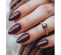 Celblisora 30 Pieces 15 Sizes Press-on Nails, Short, Burgundy, Almond Color, False Tips, Glossy, Reusable, Fake Stick-On Nails Set for Women
