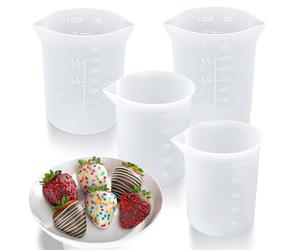 Celblisora 4 Pieces Silicone Measuring Cups,For Melting Chocolate,250 and 350 ml capacity,Reusable Baking Accessories For Homemade Chocolate Molds