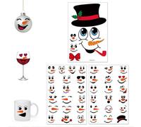 Celblisora 42-Piece Snowman Face Sticker Set, Snowman Face Stickers for Ornaments, Christmas Vinyl Transfer Stickers for Mugs, Cups, Glasses, DIY Stickers