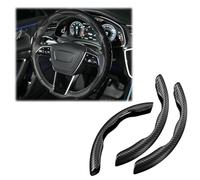 Celblisora Set of 3 Carbon Fibre Steering Wheel Covers - Non-slip, Scratch Resistant, Universal Fit for 14-16 Inch Wheels - Interior Accessories for Cars, SUVs, Trucks (Black)