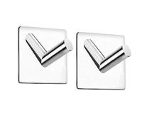 Celbon 2PC Self Adhesive Bath Towel Hook Sliver Chrome Sticky Stainless Steel Robe Hooks Heavy Duty Door Hooks for Bathrooms,Kitchen,Lavatory Closet