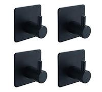 Celbon 4PC Bath Towel Hook Self Adhesive Black Sticky SUS 304 Stainless Steel Robe Hooks Robe Hook Heavy Duty Door Hooks Hanger for Bathrooms,Kitchen,Lavatory Closet