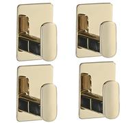 Celbon 4pc Bathroom Towel Hook without Drilling SUS 304 Stainless Steel Self Adhesive Robe Coat Hook Anti-Rust Waterproof Sticky Hooks for Kitchen Bathroom (4PC, Gold)