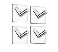 Celbon 4PC Self Adhesive Bath Towel Hook Sliver Chrome Sticky Stainless Steel Robe Hooks Heavy Duty Door Hooks for Bathrooms,Kitchen,Lavatory Closet