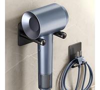 Celbon Hair Dryer Holder for Dyson Hair Dryer Bracket Aluminum Self-Adhesive Wall Mounted Hairdryer Hangers with Plug Bracket for Dyson Supersonic Hair Dryer, Space-Saving & Waterproof