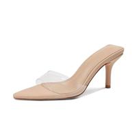 Celbreez Black Kitten Heels Mules Summer Sandals for Women Black Heels Pointed Open Peep Toe High Heels Backless Stiletto Slingback Slip On Sandals Women Dress Daily Party Shoes