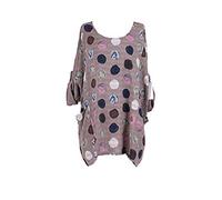 CELEB LOOK Celebmodelook New Italian Ladies Women Lagenlook Multicolour Polka Dots Cotton Tunic Top Plus Size Dress