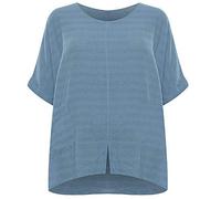 CELEB LOOK Italian Women's Plus Size Linen Front Pocket Ladies Baggy Oversized Ladies Lagenlook Tops Celebmodelook W21 Denim Blue