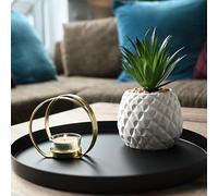 CeleBig Decorative Tray, Round, Diameter 30 cm, Decorative Plate and Decorative Tray Made of Metal, Black, Serving Tray, Matt Black, Table Decoration, Advent Wreath Holder, Holder for Candles,