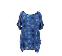 celebmodelook New Italian Ladies Women Lagenlook Polka Dots Cotton Tunic Top Plus Size