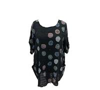 celebmodelook New Italian Ladies Women Lagenlook Polka Dots Cotton Tunic Top Plus Size