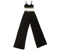 celebmodelook Two Piece Sets Palazzo Pants co ord Loungewear Flared Leg P88 (Black, 06)