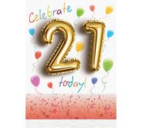 Celebrate 21 Today! - Glossy Quality Balloon Design 21st Birthday Card
