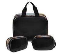 Celebrate American Independence Day Makeup Bag for Women Men, Translucent Cosmetic Bag Wash Pouch Shower Bag 3 Pcs Travel Toiletry Toiletries Cosmetic Organizer