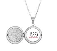 Celebrate April Fool's Day Festival Holiday Locket Necklace Hold Picture Jewelry Birthday Gift