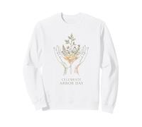 Celebrate Arbor Day Tree Flowers Boho Botanical Line Art Sweatshirt