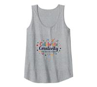 Celebrate Creativity One Dot at A Time Tank Top, Women, Heather Grey, L
