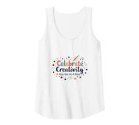 Celebrate Creativity One Dot at A Time Tank Top, Women, White, L