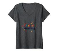 Celebrate Creativity One Dot at A Time V-Neck T-Shirt, Women, Dark Heather Grey, L