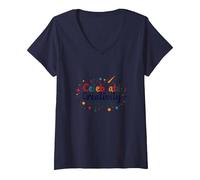 Celebrate Creativity One Dot at A Time V-Neck T-Shirt, Women, Navy, L