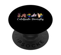 Celebrate Diversity Austism Black Race Peace Gender LGBTQ PopSockets Adhesive PopGrip
