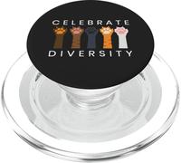 Celebrate Diversity Cute Paws Hand Raised Unity Funny Cat PopSockets PopGrip for MagSafe
