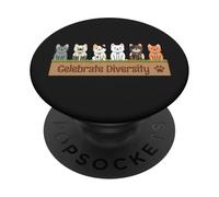 Celebrate Diversity Kitten Breeds Animal Lover Funny Cats PopSockets Adhesive PopGrip