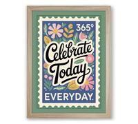 Celebrate Everyday Botanical Framed Wall Art Print A3 (42×29.7cm) Oak, Wall Decor for Living Room, Bedroom, Office & Home, Ready to Hang, Art Gift