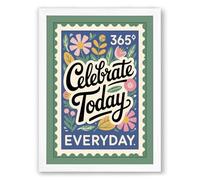 Celebrate Everyday Botanical Framed Wall Art Print A4 (29.7×21cm) White, Wall Decor for Living Room, Bedroom, Office & Home, Ready to Hang, Art Gift