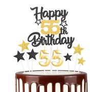 Celebrate in Style: 55th Birthday Decorations, Cake Topper, Candles & Party Supplies in Gold & Black