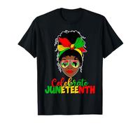 Celebrate Juneteenth Messy Bun Black Women 1865 Juneteenth T-Shirt