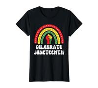 Celebrate Juneteenth Rainbow 1865 Black History Value Graphic T-Shirt, Women, Black, M