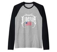 Celebrate Liberia Gothic Typography with Liberian Flag Raglan Baseball Tee