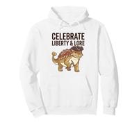 Celebrate Liberty & Lore Dinosaur Patriotism Dino Enthusiast Pullover Hoodie