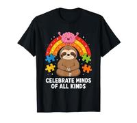 Celebrate Minds of All Kinds Autism Acceptance Sloth T-Shirt